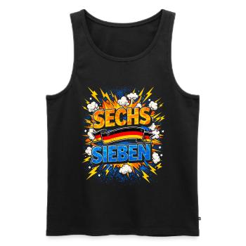 SECHS SIEBEN Deutschland Fan Comic - Männer Premium Bio Tank Top - Schwarz - Vorne - AI Model Male 178 light (178cm)