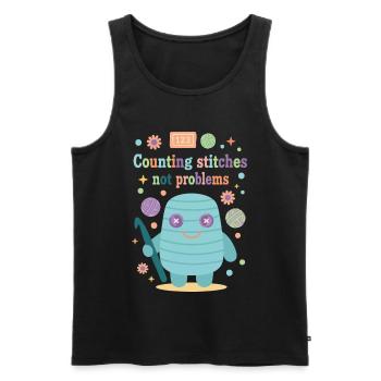 Maschen zählen, keine Probleme, lustiger Häkelliebhaber - Männer Premium Bio Tank Top - Schwarz - Vorne - Michal (187cm)