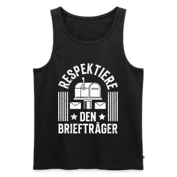 Postbote RESPEKTIERE DEN BRIEFTRÄGER Lustiges - Männer Premium Bio Tank Top - Schwarz - Vorne - Michal (187cm)
