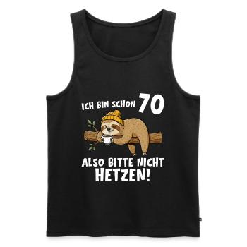70e anniversaire, s’il te plaît, ne te précipite pas sur 70 ans. - Débardeur bio Premium Homme - noir - Devant - Michal (187cm)