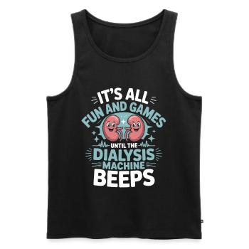 Spaß und Spiele bis zum Dialyse-Beep - Männer Premium Bio Tank Top - Schwarz - Vorne - Michal (187cm)