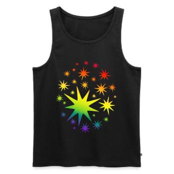 Colorful Stars Rainbow Gradient - Men's Premium Organic Tank Top - black - Front - AI Model Male 178 light (178cm)