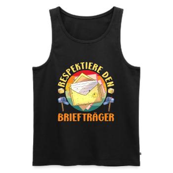 Parcel deliverers RESPECT THE POSTMAN LUSTIG - Men's Premium Organic Tank Top - black - Front - Michal (187cm)