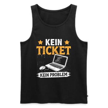 Nerd Computer NO TICKET NO PROBLEM FUNNY - Men's Premium Organic Tank Top - black - Front - AI Model Male 178 light (178cm)