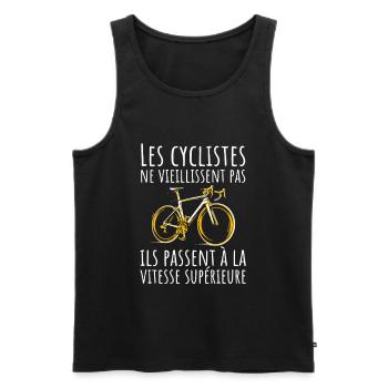 Radfahrer werden nicht alt. Fahrradhumor - Männer Premium Bio Tank Top - Schwarz - Vorne - Michal (187cm)