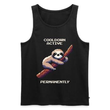Cooldown active | Sloth Gamer Humor - Men's Premium Organic Tank Top - black - Front - AI Model Male 178 light (178cm)
