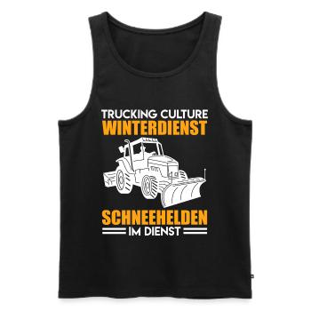 Schneepflug TRUCKING CULTURE WINTERDIENST Lustig - Männer Premium Bio Tank Top - Schwarz - Vorne - AI Model Male 178 light (178cm)