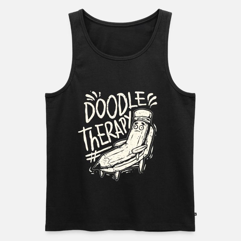 Doodle Kritzeln Zeichnung - Männer Premium Bio Tank Top - Schwarz