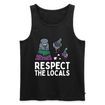 Respect the Locals Pigeons Coo - Men's Premium Organic Tank Top - black - Front - AI Model Male 178 light (178cm)