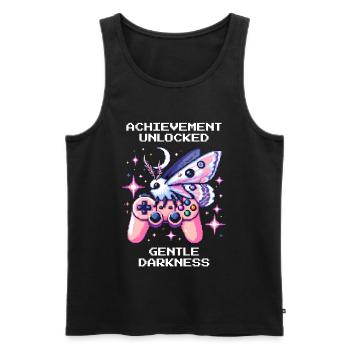 Gentle Darkness Unlocked | Soft Goth - Men's Premium Organic Tank Top - black - Front - AI Model Male 178 light (178cm)
