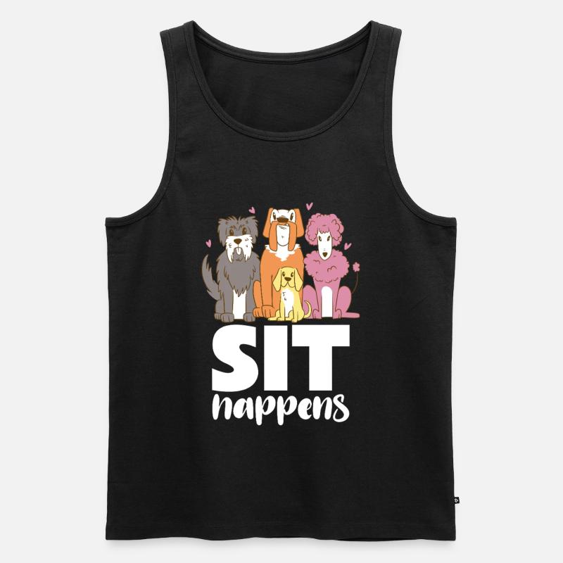 Hundebande Sit Happens - Männer Premium Bio Tank Top - Schwarz