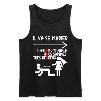 Mariage Fou Humour EVG - Débardeur bio Premium Homme - noir - Devant - AI Model Male 178 light (178cm)