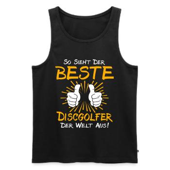 Discgolfer Geschenkidee - Männer Premium Bio Tank Top - Schwarz - Vorne - AI Model Male 178 light (178cm)