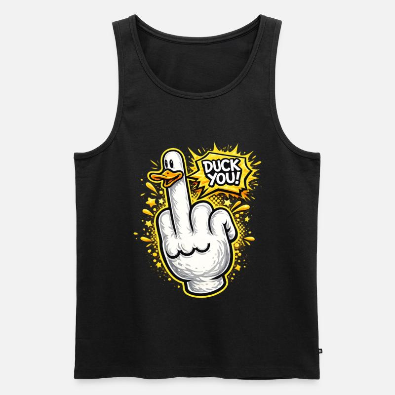 Duck You Comic Style Mittelfinger Ente - Männer Premium Bio Tank Top - Schwarz