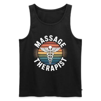 Retro Regenbogen Massage Logo - Männer Premium Bio Tank Top - Schwarz - Vorne - AI Model Male 178 light (178cm)