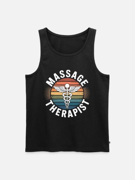 Retro Regenbogen Massage Logo - Männer Premium Bio Tank Top - Schwarz