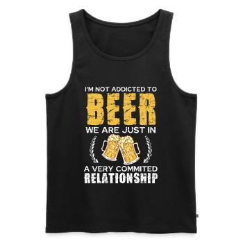 Relation amoureuse de bière Chemise blague - Débardeur bio Premium Homme - noir - Devant - AI Model Male 178 light (178cm)