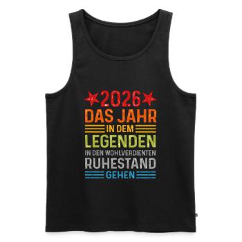2026 Legende Ruhestand Rentner Pensionär Geschenk - Männer Premium Bio Tank Top - Schwarz - Vorne - AI Model Male 178 light (178cm)