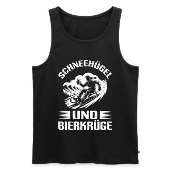 Rodel Piste SCHNEEHÜGEL UND BIERKRÜGE LUSTIG - Männer Premium Bio Tank Top - Schwarz - Vorne - Michal (187cm)