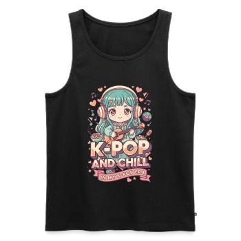 K-Pop And Chill In My K-Pop Era Korean Music - Men's Premium Organic Tank Top - black - Front - AI Model Male 178 light (178cm)