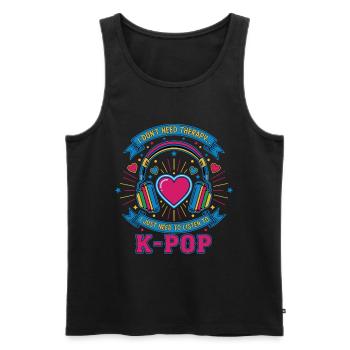 Ich brauche keine Therapie, ich muss einfach K-Pop hören - Männer Premium Bio Tank Top - Schwarz - Vorne - AI Model Male 178 light (178cm)