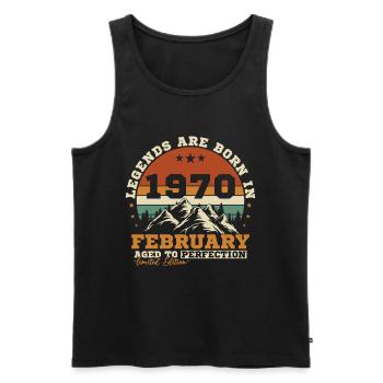 Février 1970 Vintage Retro Cadeau d'anniversaire - Débardeur bio Premium Homme - noir - Devant - Michal (187cm)