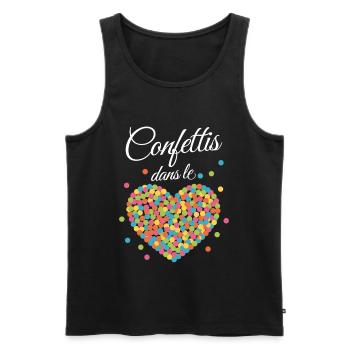 Festive Confetti Heart - Men's Premium Organic Tank Top - black - Front - Michal (187cm)