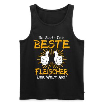 Idée cadeau boucher - Débardeur bio Premium Homme - noir - Devant - AI Model Male 178 light (178cm)