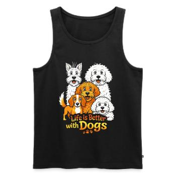 Life is Better with Dogs - Männer Premium Bio Tank Top - Schwarz - Vorne - Michal (187cm)