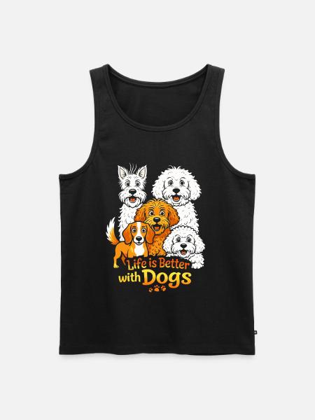 Life is Better with Dogs - Männer Premium Bio Tank Top - Schwarz