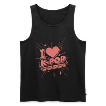 J’adore la K-Pop Pop Explosion de la musique pop coréenne Fans de Kpop - Débardeur bio Premium Homme - noir - Devant - AI Model Male 178 light (178cm)