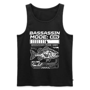 Mode Bassassin sur la pêche au bar à 100 % - Débardeur bio Premium Homme - noir - Devant - AI Model Male 178 light (178cm)