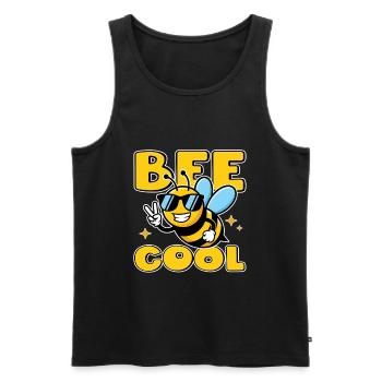 Bee Cool – l’abeille drôle avec des lunettes de soleil et la paix - Débardeur bio Premium Homme - noir - Devant - Michal (187cm)