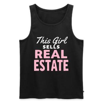 This Girl Sells Real Estate - Männer Premium Bio Tank Top - Schwarz - Vorne - Michal (187cm)