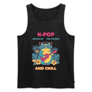K-POP Groove On Feel The Beat And Chill Cat - Men's Premium Organic Tank Top - black - Front - Michal (187cm)