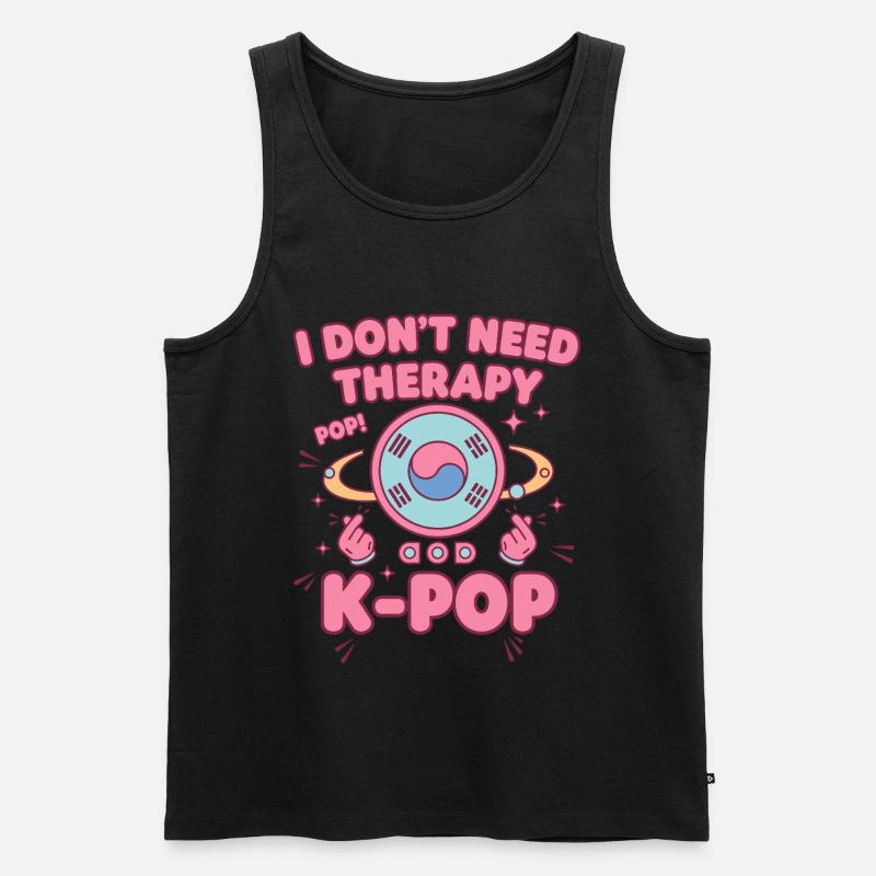 Jag behöver inte terapi Pop K-Pop Koreanska musikfans - Ekologisk premium tanktopp herr - svart