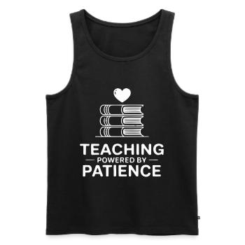 Teaching Powered by Patience - Men's Premium Organic Tank Top - black - Front - AI Model Male 178 light (178cm)