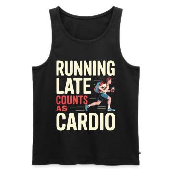Running Late Counts As Cardio Humor Design - Men's Premium Organic Tank Top - black - Front - Michal (187cm)