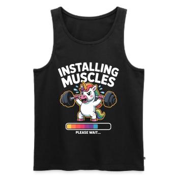 Unicorn lifts weights - Men's Premium Organic Tank Top - black - Front - AI Model Male 178 light (178cm)