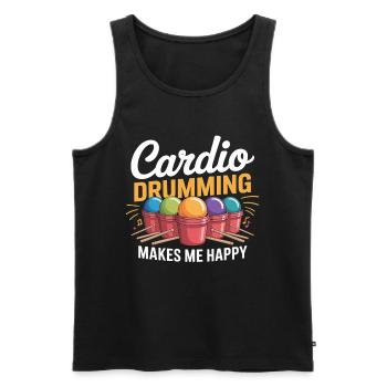Cardio Drumming Freude - Männer Premium Bio Tank Top - Schwarz - Vorne - AI Model Male 178 light (178cm)