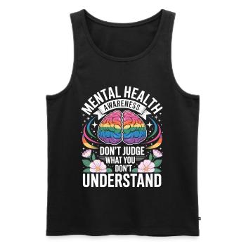 Mental Health Rainbow Brain - Men's Premium Organic Tank Top - black - Front - Michal (187cm)
