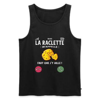Raclette nennt mich faut qu'j'y aller humor fr - Männer Premium Bio Tank Top - Schwarz - Vorne - AI Model Male 178 light (178cm)
