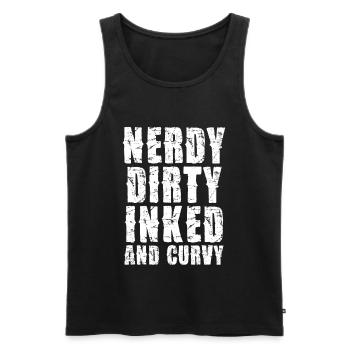 Nerdy Dirty Inked Typo - Männer Premium Bio Tank Top - Schwarz - Vorne - AI Model Male 178 light (178cm)