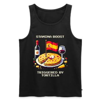 Endurance Boost | Tortilla Spain Foodie - Men's Premium Organic Tank Top - black - Front - AI Model Male 178 light (178cm)