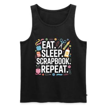 Food Sleep Scrapbook Review - Men's Premium Organic Tank Top - black - Front - Michal (187cm)