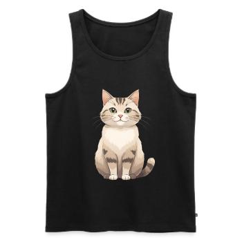 Amoureuse des chats en fourrure pastel - Débardeur bio Premium Homme - noir - Devant - Michal (187cm)
