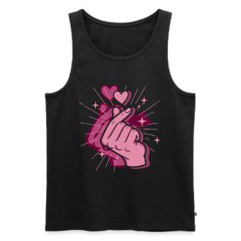 Kpop Doigt Cœur Coréen Pop Mignonne Amour Coré Kpop - Débardeur bio Premium Homme - noir - Devant - AI Model Male 178 light (178cm)