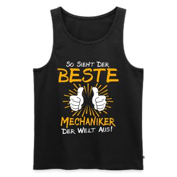 Idée de cadeau pour mécanicien - Débardeur bio Premium Homme - noir - Devant - Michal (187cm)