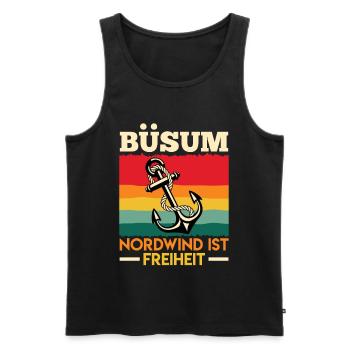 North Sea BÜSUM NORTH WIND IS FREEDOM Funny - Men's Premium Organic Tank Top - black - Front - AI Model Male 178 light (178cm)
