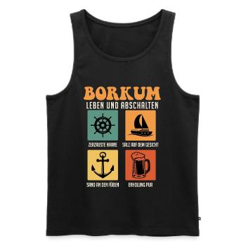 Mer du Nord BORKUM LIVE AND SWITCH Retro Funny - Débardeur bio Premium Homme - noir - Devant - Michal (187cm)